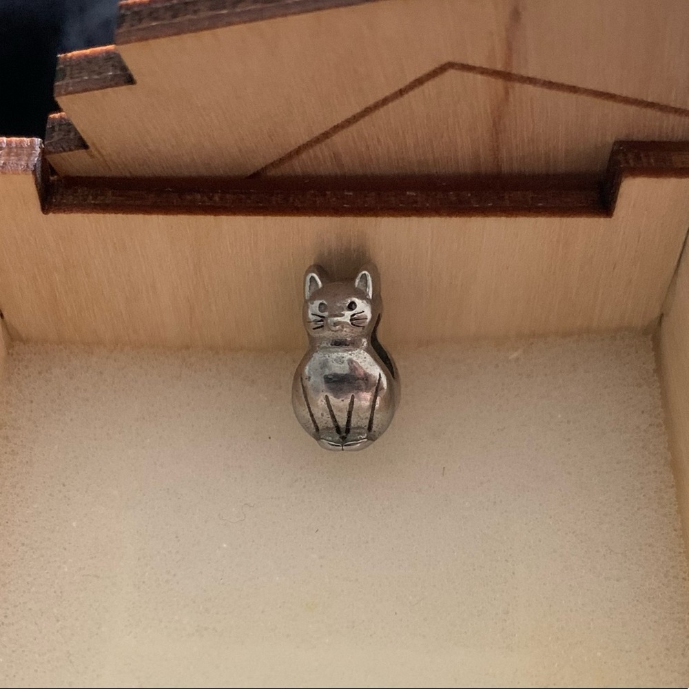 Silver Cat Bead Charm for Bracelet/Necklace